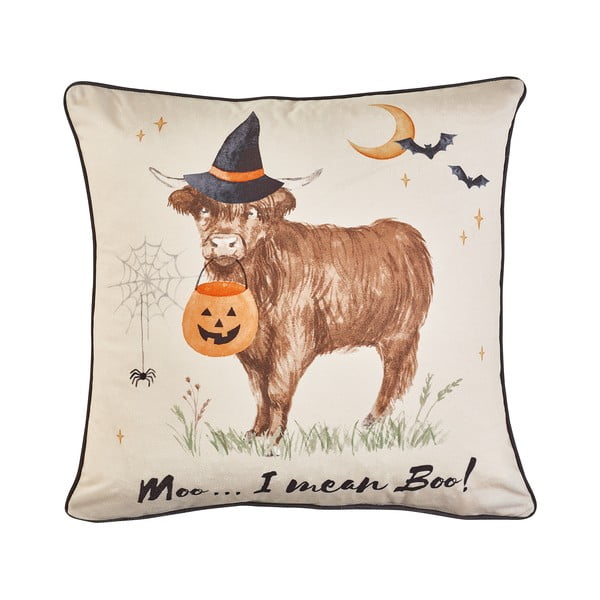 Dekorační polštář s haloweenským motivem 45x45 cm Halloween Highland Cow – Catherine Lansfield