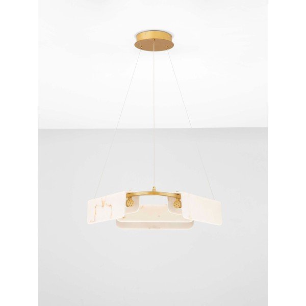 Krémové/v mosazné barvě LED stmívatelné závěsné svítidlo v dekoru mramoru ø 63 cm Aider – Nova Luce-image-4