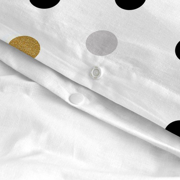 Bílý bavlněný povlak na peřinu na jednolůžko 140x200 cm Golden dots – Blanc-image-4