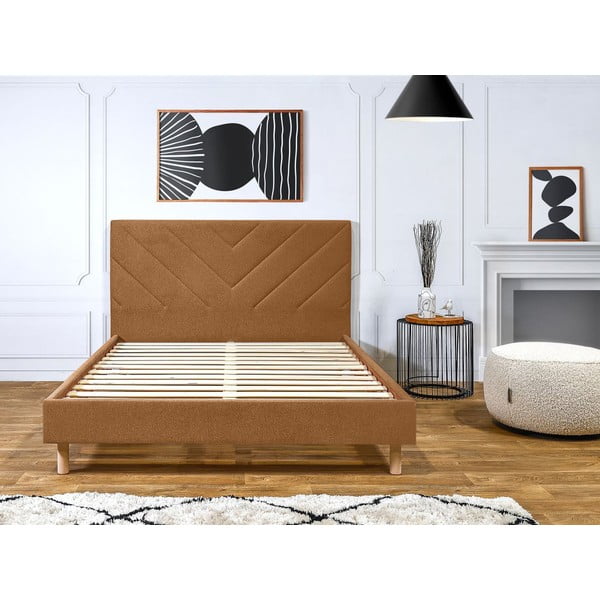 Oranžová čalouněná dvoulůžková postel s roštem 160x200 cm Romane – Bobochic Paris-image-4