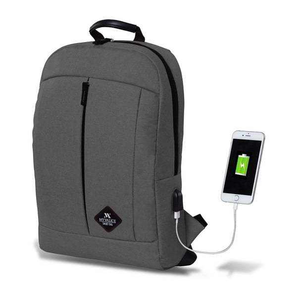 Šedý batoh s USB portem My Valice GALAXY Smart Bag