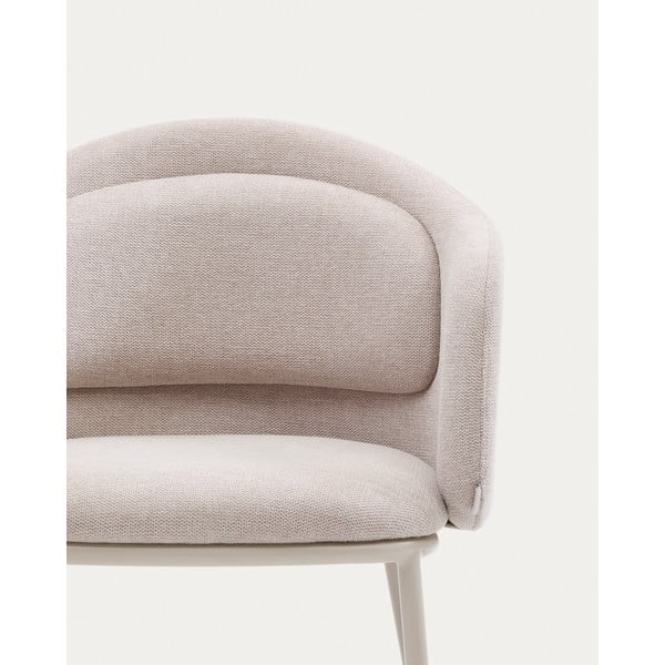 Béžové čalouněné jídelní křeslo s područkami Minda – Kave Home-image-4