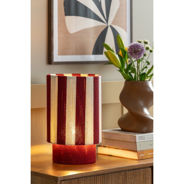 Červená/bílá provazová stolní lampa (výška 35 cm) Vienna Stripes – Leitmotiv-image-1