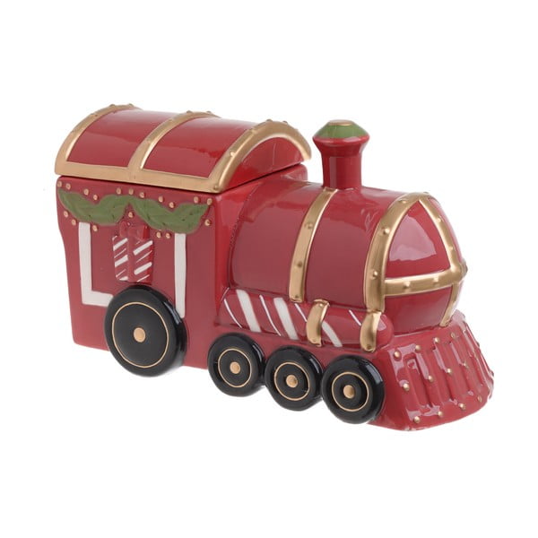 Vánoční keramická dóza na sušenky s víkem InArt Train