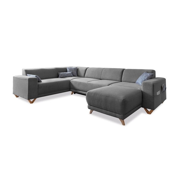 Šedá rozkládací/s úložným prostorem rohová pohovka (levý roh/do "U") Classy Sophie – Miuform