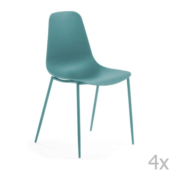 Sada 4 modrých jídelních židlí La Forma Wassu