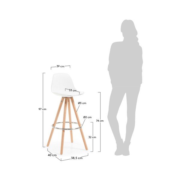 Sada 2 bílých barových židlí La Forma Stag-image-1