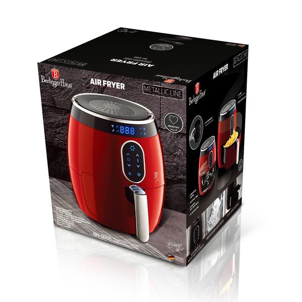 Červená horkovzdušná fritéza Burgundy Metallic Line – BerlingerHaus-image-3