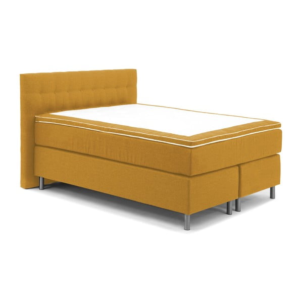 Hořčicově žlutá boxspring postel Vivonita Koso, 160 x 200 cm