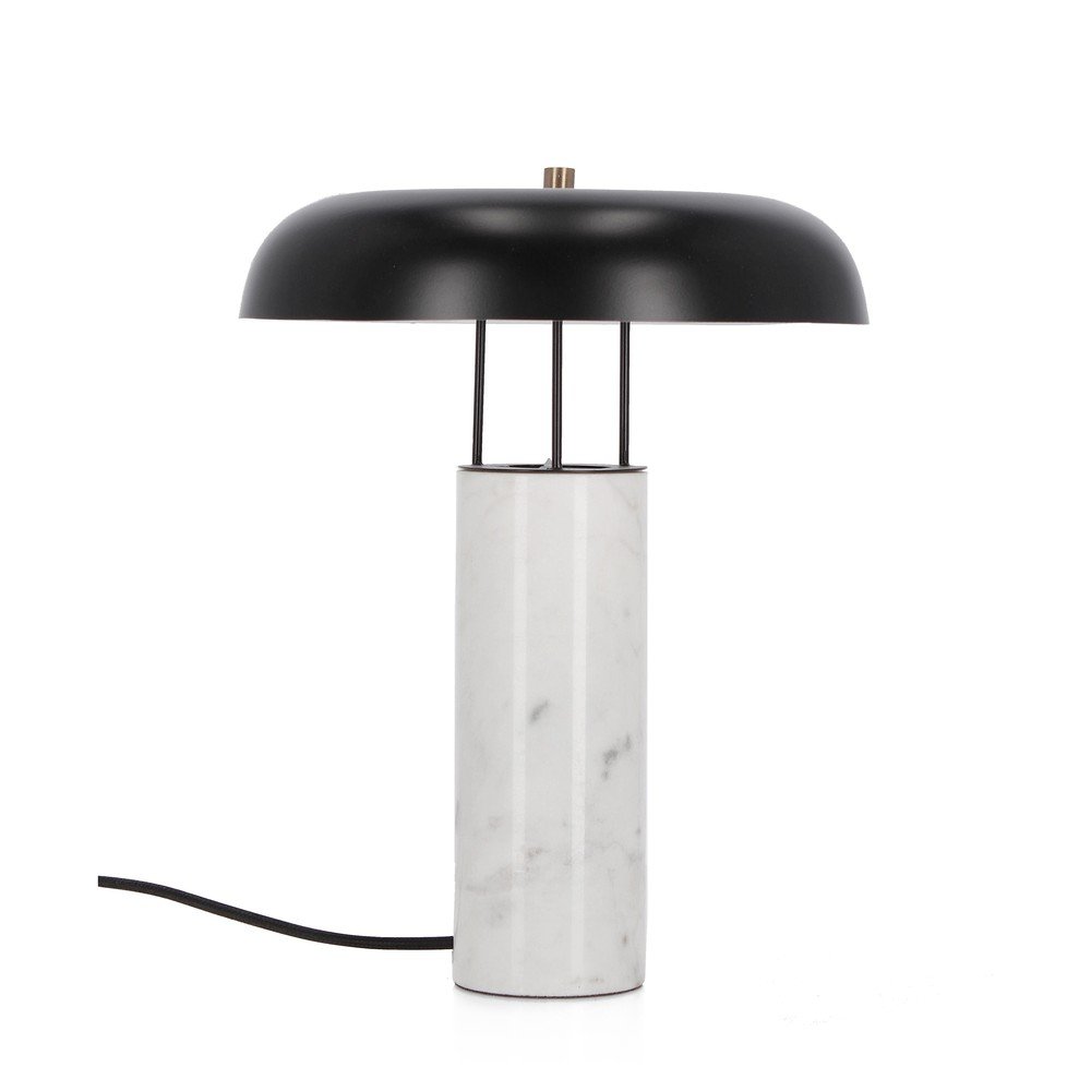 Černobílá mramorová stolní lampa s kovovým stínidlem (výška 33 cm) Kaithal – Bizzotto