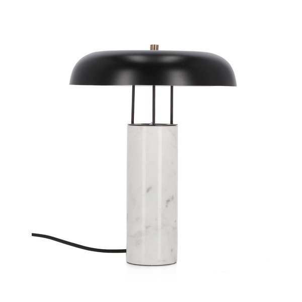 Černobílá mramorová stolní lampa s kovovým stínidlem (výška 33 cm) Kaithal – Bizzotto