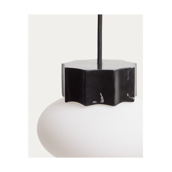 Bílé/černé kovové závěsné svítidlo se skleněným stínidlem ø 15 cm Idela – Kave Home-image-3