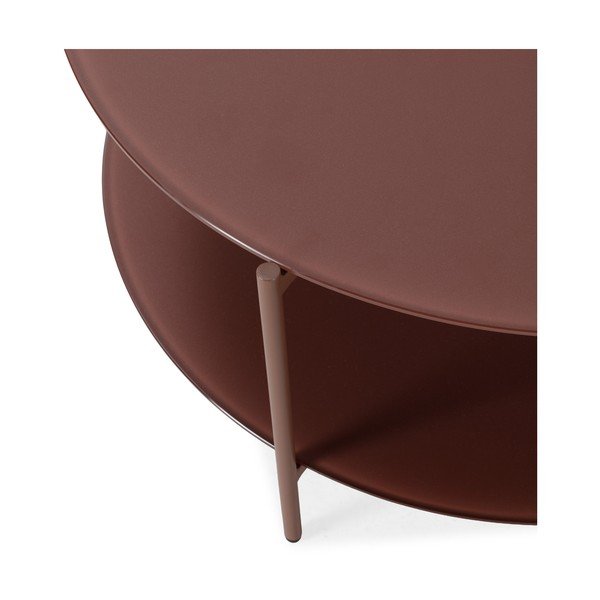 Kulatý konferenční stolek se skleněnou deskou v terakotové barvě ø 83 cm Davi – MOME-image-4