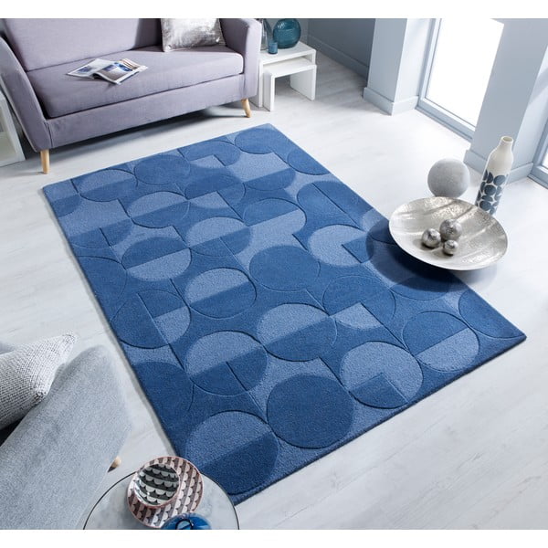 Modrý vlněný koberec Flair Rugs Gigi, 120 x 170 cm-image-1