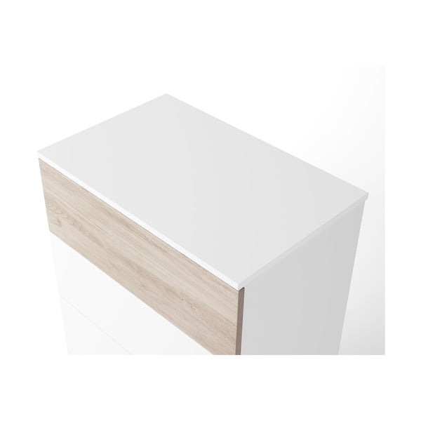 Bílá vysoká komoda v dekoru dubu 62x111 cm Sahara - Marckeric-image-4