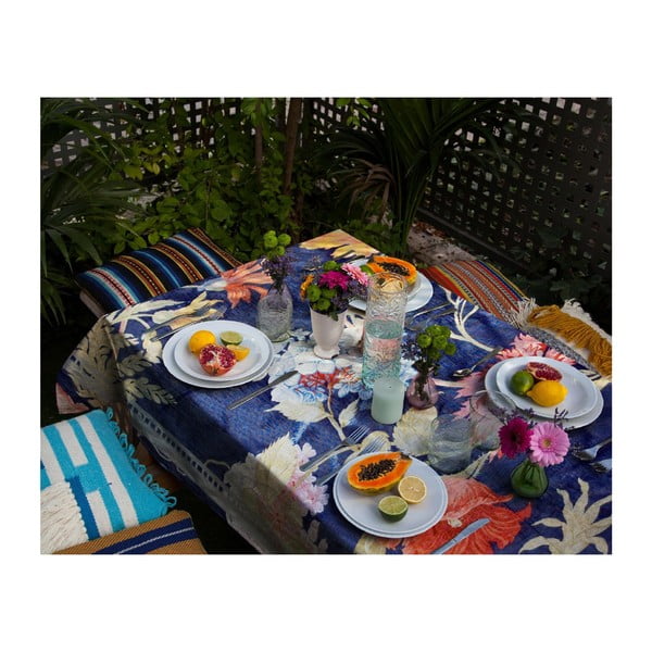 Ubrus s příměsí lnu Madre Selva Kioto, 140 x 140 cm-image-1