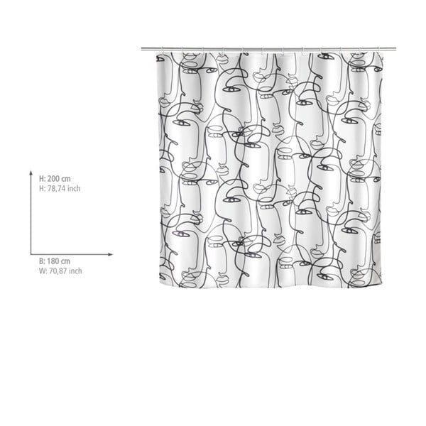 Černo-bílý sprchový závěs Wenko Faces-image-1