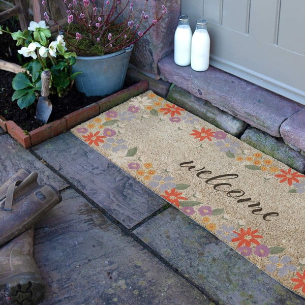 Rohožka z kokosového vlákna 40x120 cm Welcome Floral – Artsy Doormats-image-2
