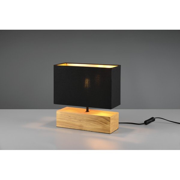 Stolní lampa s textilním stínidlem v černo-přírodní barvě (výška 30 cm) Woody – Reality-image-1