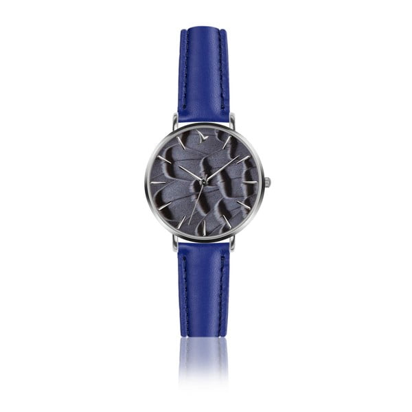 Dámské hodinky s modrým páskem z pravé kůže Emily Westwood Feather Dark