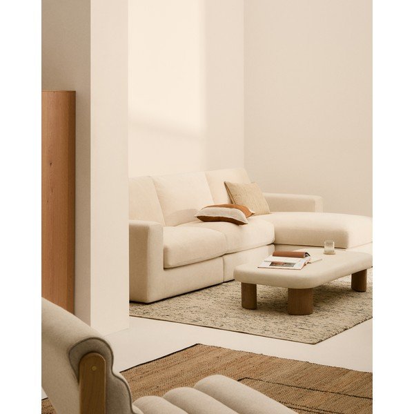 Béžová žinylková rohová pohovka (pravý roh/s lenoškou) Alea – Kave Home-image-1