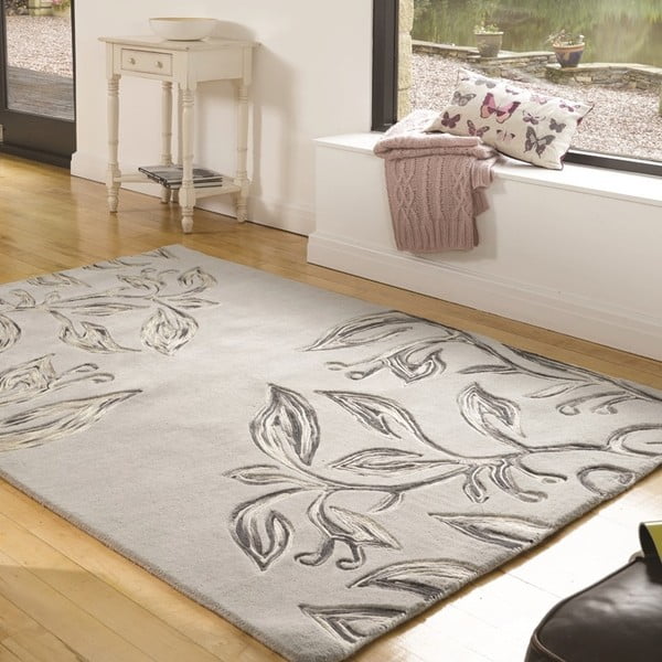 Vlněný koberec Florali 160x230 cm, šedý