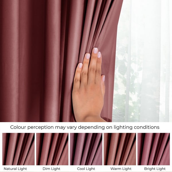 Růžový sametový dimout závěs 140x245 cm Eyelets – Restilo-image-4