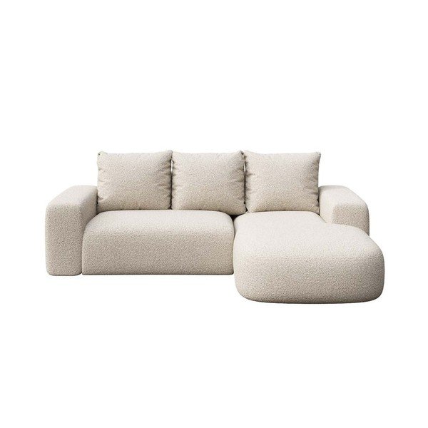 Béžová rohová pohovka z textilie bouclé (pravý roh/s lenoškou) Monce – Rodier