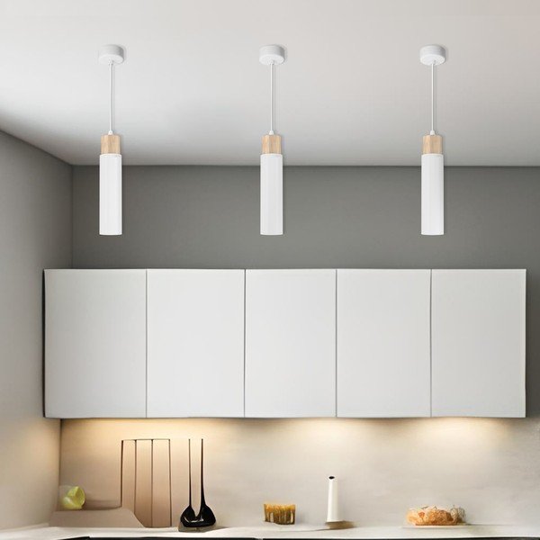 Závěsné svítidlo s kovovým stínidlem v bílo-přírodní barvě Claro – Candellux Lighting-image-1