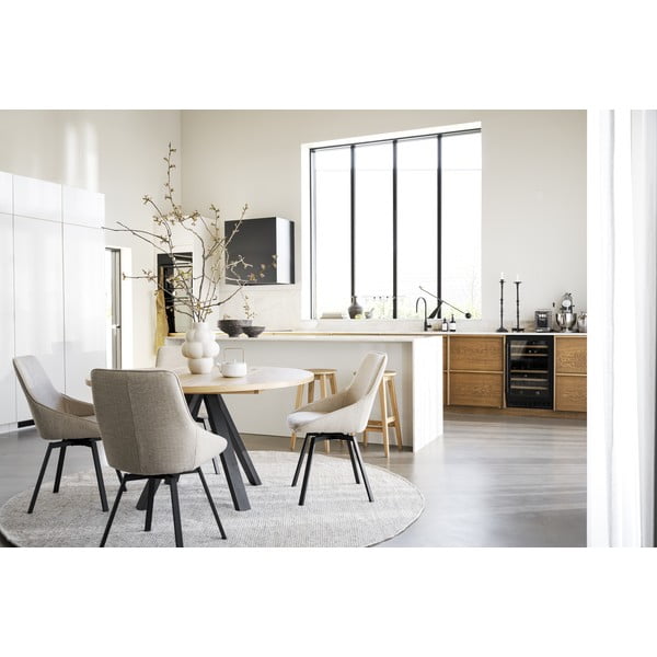 Kulatý rozkládací jídelní stůl v dekoru dubu v přírodní barvě ø 135 cm Maddock – Rowico-image-2