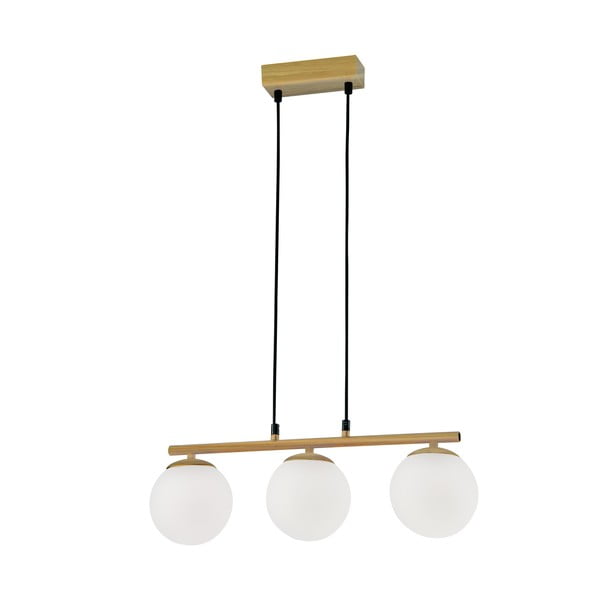 Závěsné svítidlo se skleněným stínidlem v bílo-přírodní barvě Carrine – Candellux Lighting