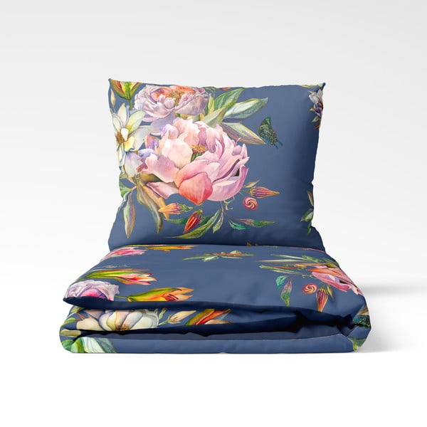 Námořnicky modré povlečení na dvoulůžko z bavlněného saténu Bonami Selection Floret, 200 x 220 cm-image-2