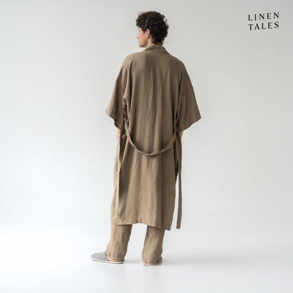 Khaki lněný župan velikost L/XL Summer – Linen Tales-image-4