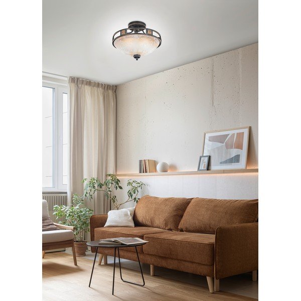 Černé stropní svítidlo se skleněným stínidlem ø 42 cm Quinta – Trio-image-2