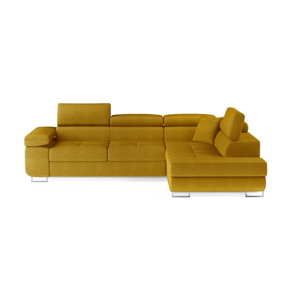 Žlutá rozkládací/s úložným prostorem rohová pohovka (pravý roh/do L) Anton – ELTAP