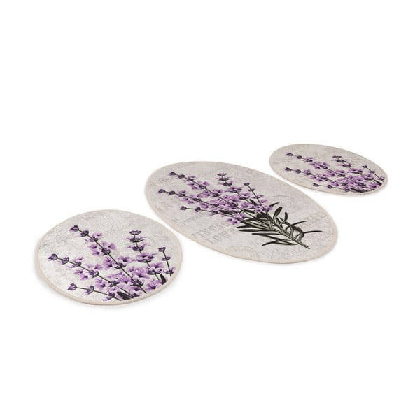 Fialovo-béžové koupelnové předložky v sadě 3 ks 60x100 cm Lavender – Foutastic