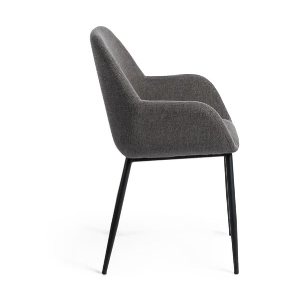 Antracitové čalouněné jídelní křeslo Konna – Kave Home-image-2