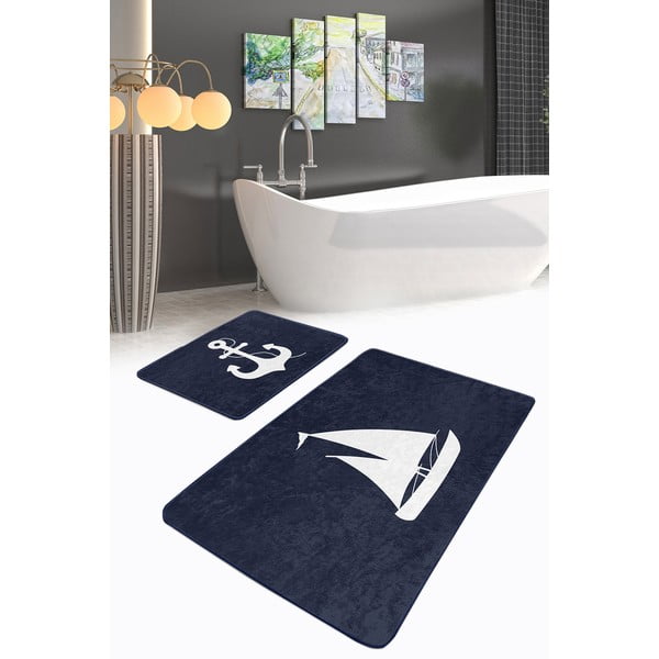 Tmavě modré koupelnové předložky v sadě 2 ks 60x100 cm – Mila Home-image-1