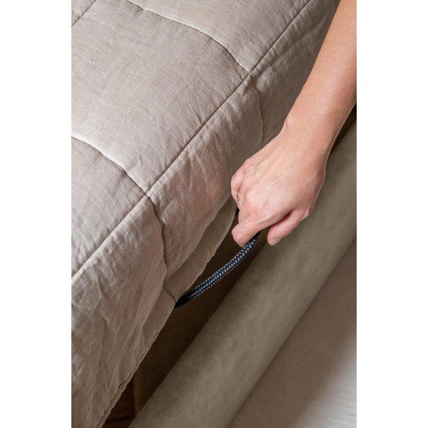 Béžová čalouněná jednolůžková postel s úložným prostorem s roštem 90x200 cm Dreamy Aurora – Miuform-image-3