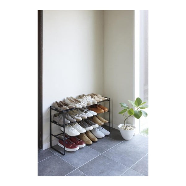 Černá nastavitelná police na boty s 3 patry YAMAZAKI Maebashi-image-2