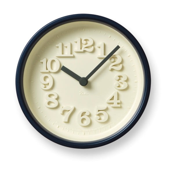 Nástěnné hodiny s tmavě modrým rámem Lemnos Clock Chiisana, ⌀ 12,2 cm