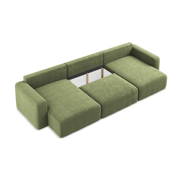 Zelená žinylková rozkládací/s úložným prostorem rohová pohovka (do "U") Kona – Makamii-image-4