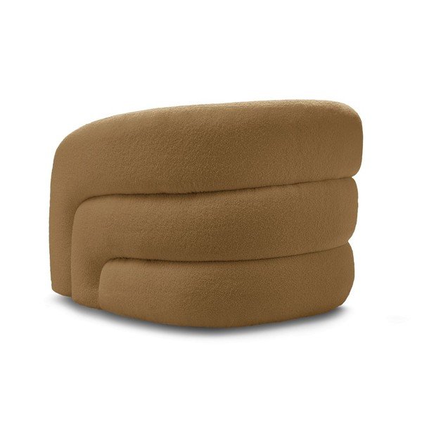 Otočné křeslo z textilie bouclé v hořčicové barvě Elina – Bobochic Paris-image-4