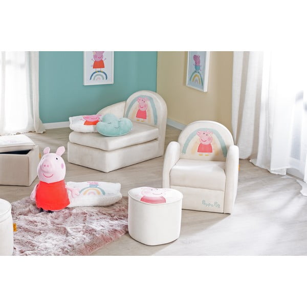 Bílé sametové dětské křesílko Peppa Pig – Roba-image-1