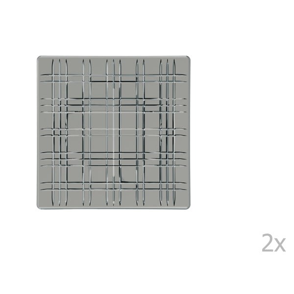 Sada 2 šedých čtvercových talířů z křišťálového skla Nachtmann Square Platter Smoke, 21 x 21 cm