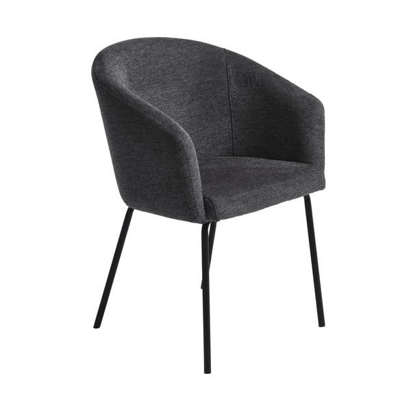Tmavě šedé čalouněné jídelní křeslo s područkami Easton – Unique Furniture