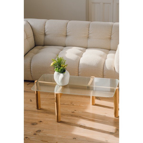 Konferenční stolek se skleněnou deskou v přírodní barvě 55x105 cm Kob – noo.ma-image-1