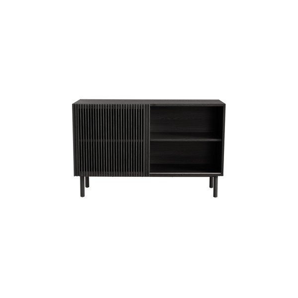 Černá skříňka v dekoru jasanu s posuvnými dveřmi 124x80x45 cm Sion – Jotex-image-4