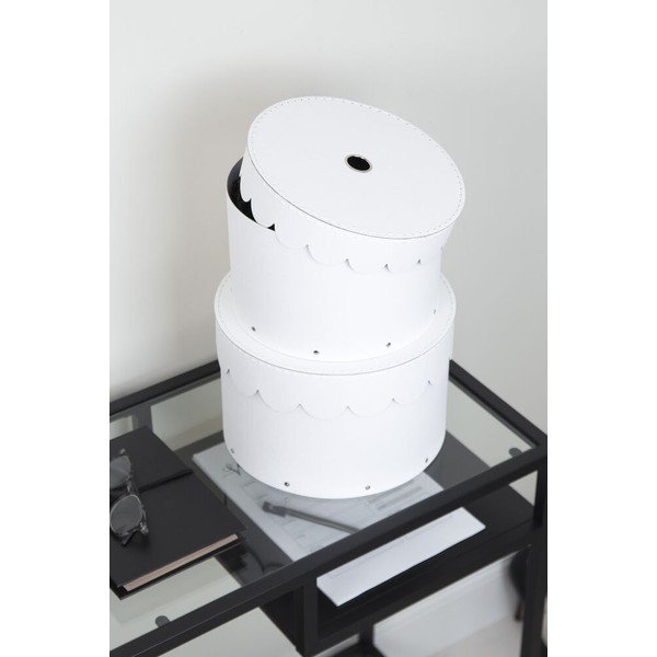 Bílé kartonové úložné boxy v sadě 2 ks s víkem ø 26x17,5 cm Wilma Paper Laminate – Bigso-image-1