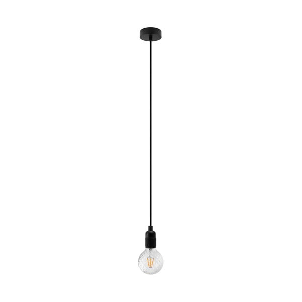 Černé závěsné svítidlo s žárovkou Bulb Attack Uno Basic Globe Clear